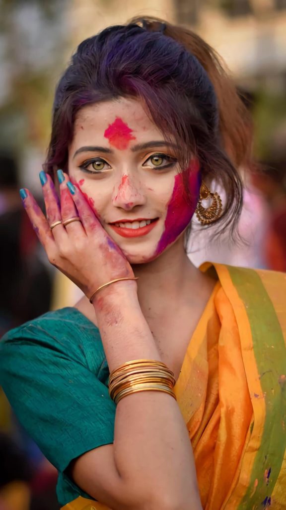 印度洒红节美女手机壁纸